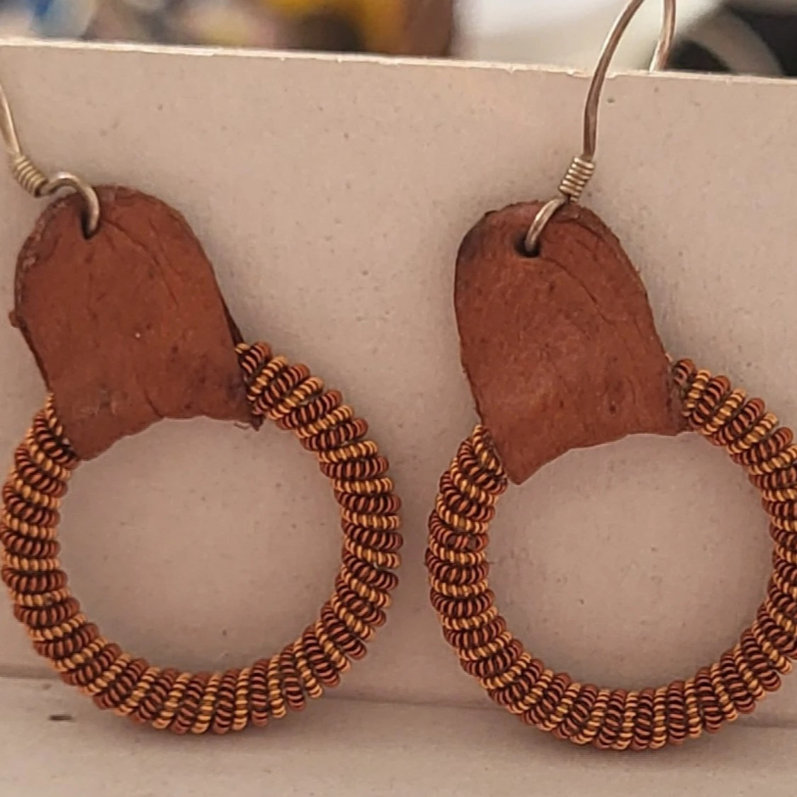 Vintage Sami earrings o-ring leather - 2