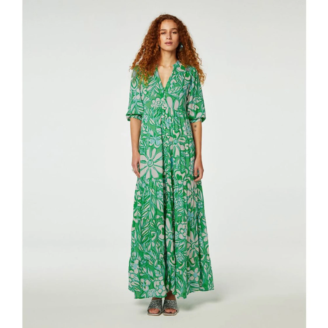 Grön blommig långklänning från Fabienne Charpot - 2