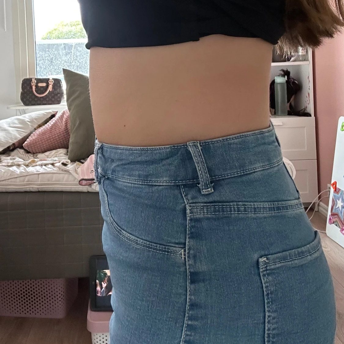 Blåa highwaist jeansshorts &Denim - 2