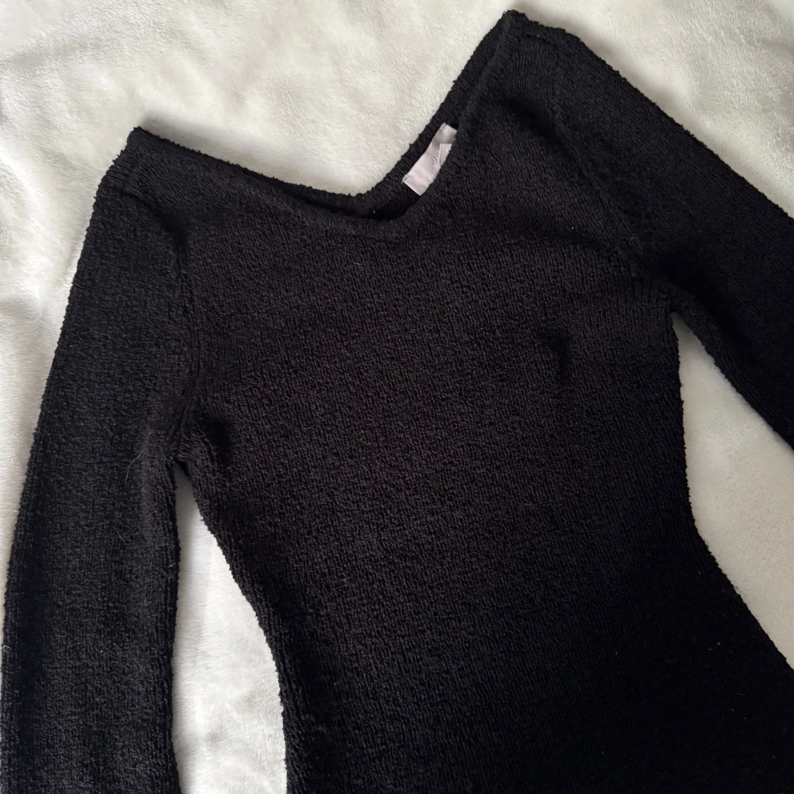 Svart stickad långärmad tröja - 3