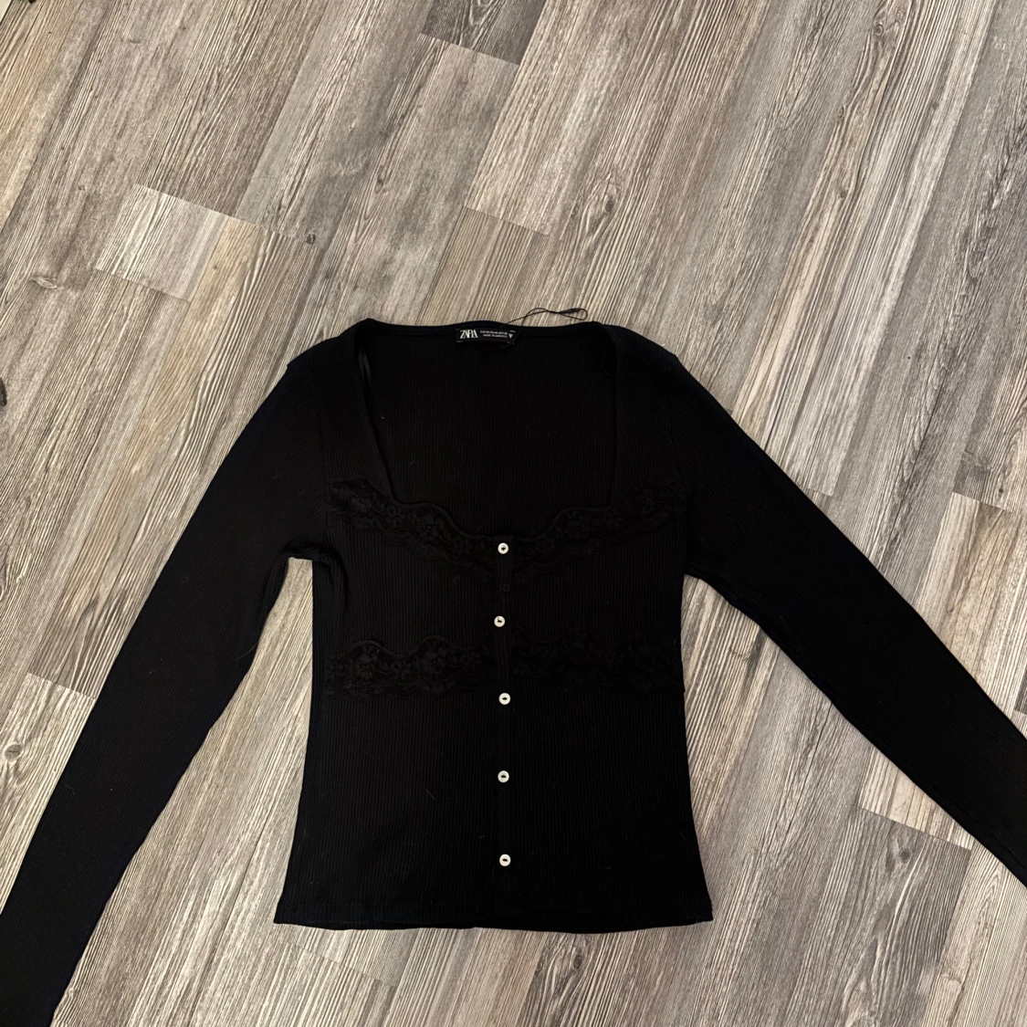 Svart ribbad kofta från Zara - 1