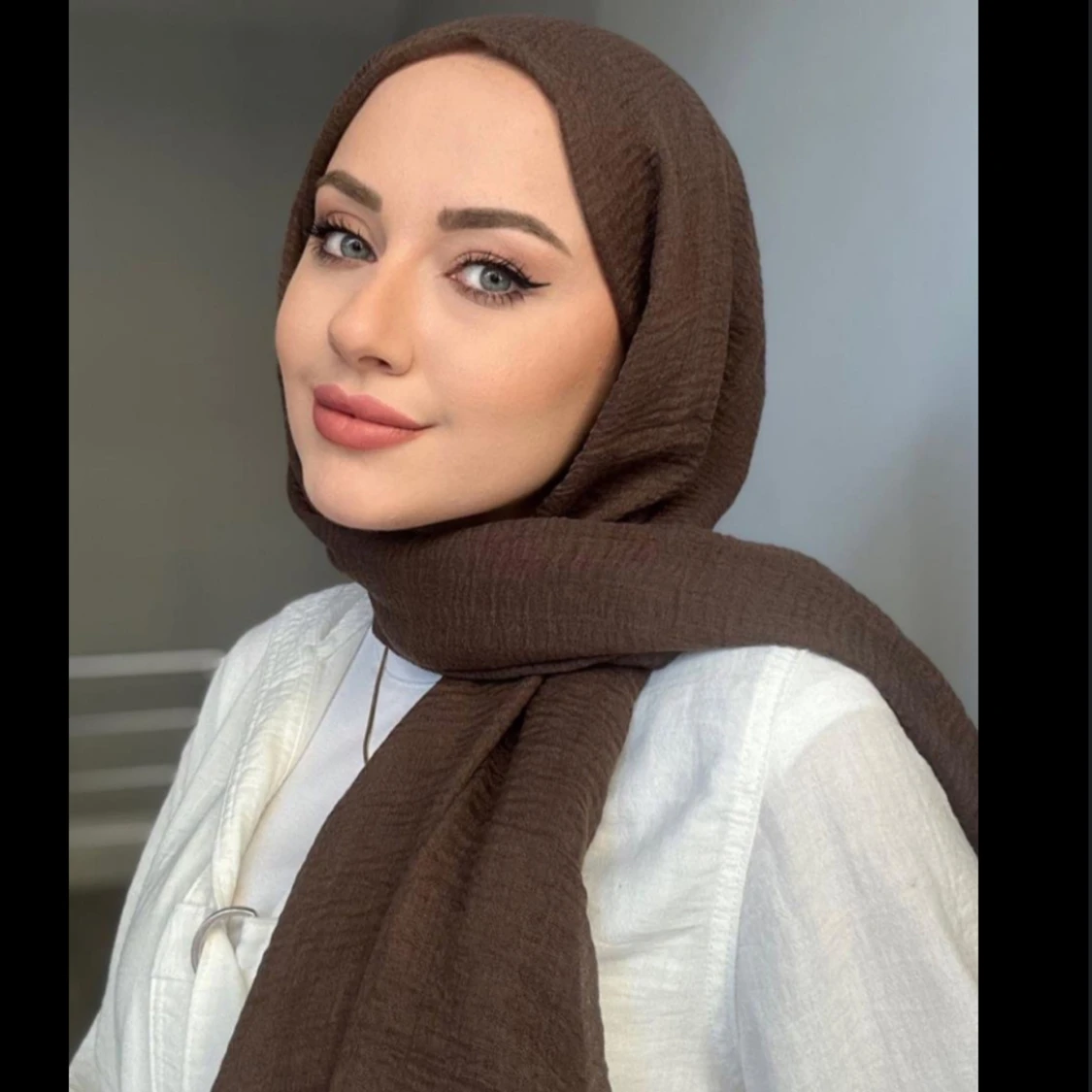 Brun och grå hijab - 1