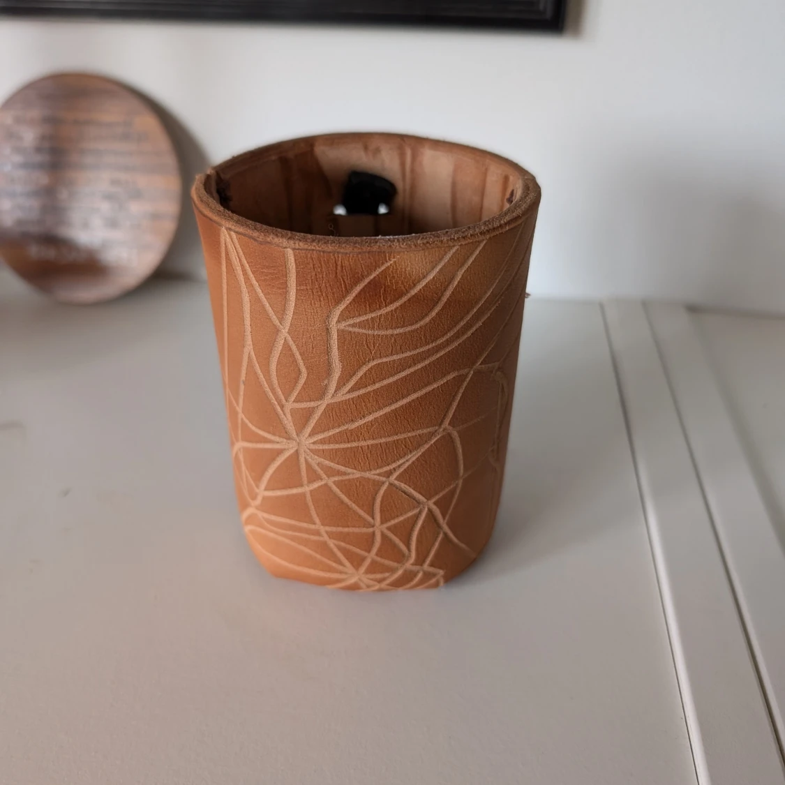 Handgjord mugg med läderomslag - 2