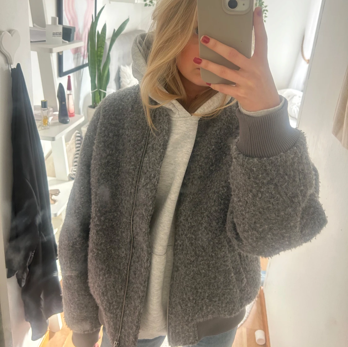 Grå ull bomberjacka - 1