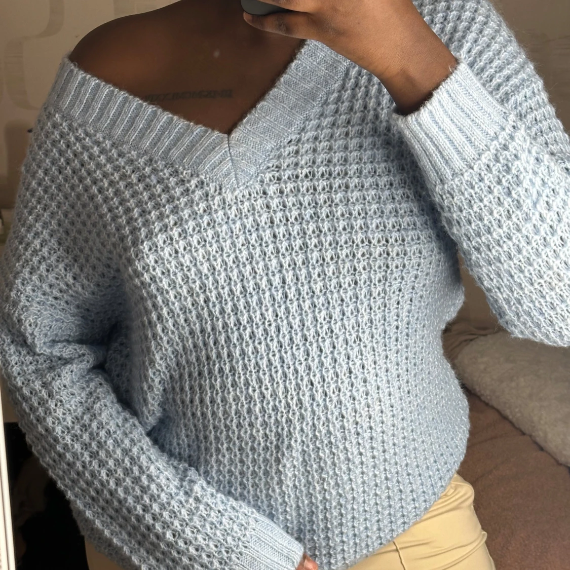 Ljusblå stickad tröja - 3