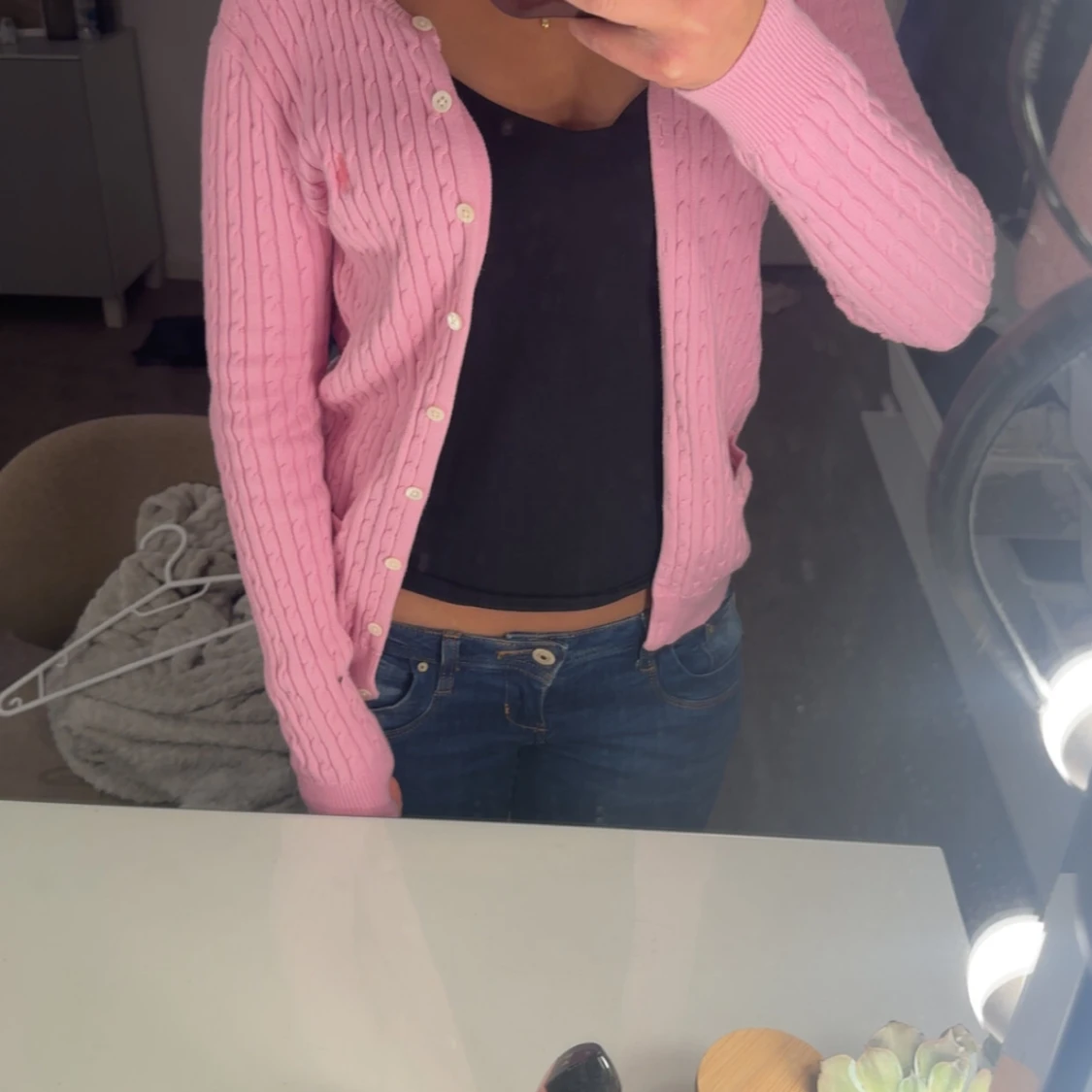 Rosa stickad kofta från Ralph Lauren