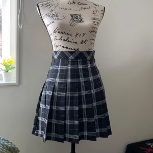 Kjol rutig veckad Helt ny - • Helt ny aldrig använd • storlek XS/34 • Slutar nedanför rumpan men är inte jättelång nedåt, väldigt hög midja • öppnas med dragkedja på höften, säkras med knapp • midjemått ca 67cm • Fråga gärna!