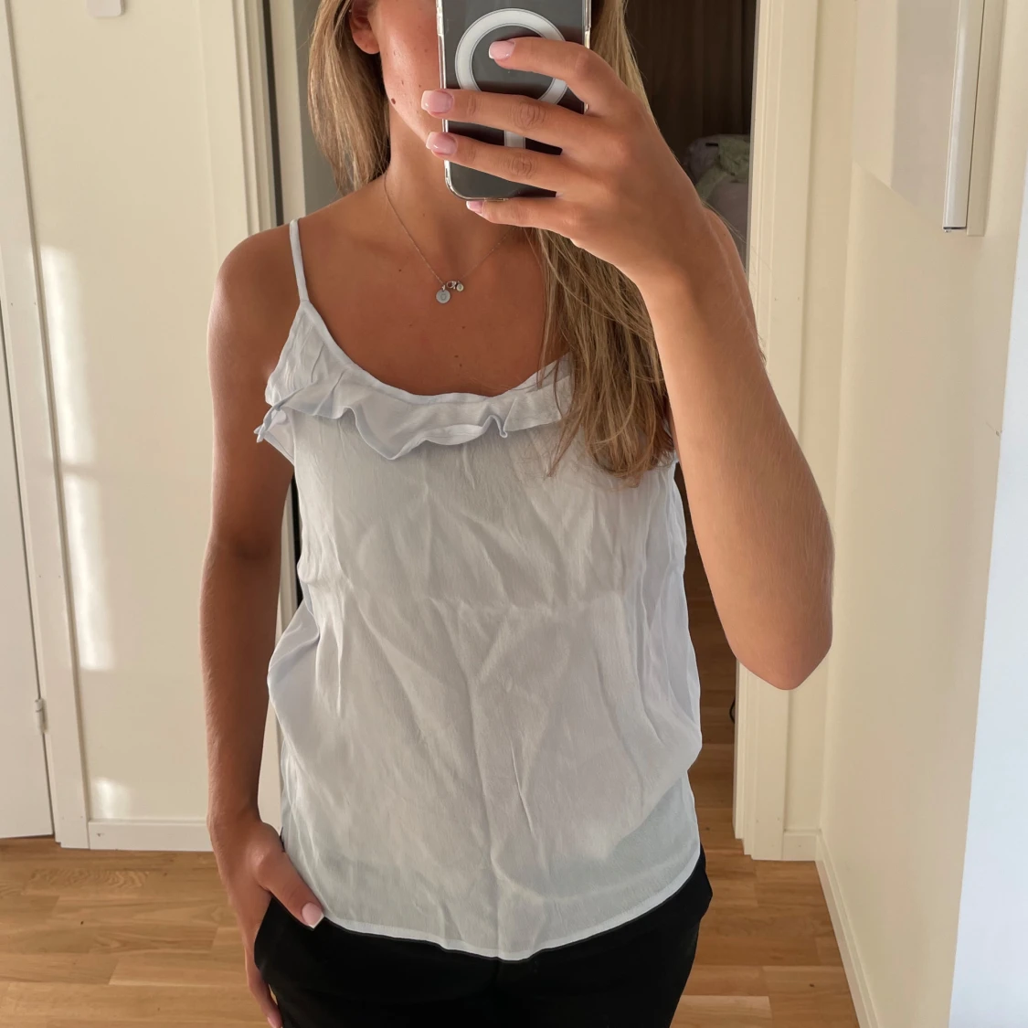 Blått gulligt linne