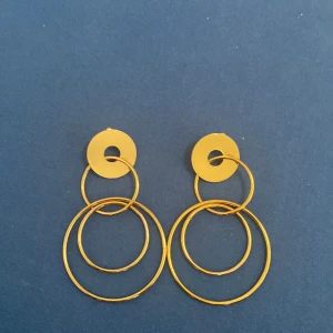 Guldiga örhängen med cirklar - Snygga och trendiga guldiga örhängen med flera cirklar i olika storlekar. Perfekta för att ge en extra touch till din outfit, oavsett om det är för en fest eller en utekväll. De har en modern och stilren design som verkligen sticker ut!