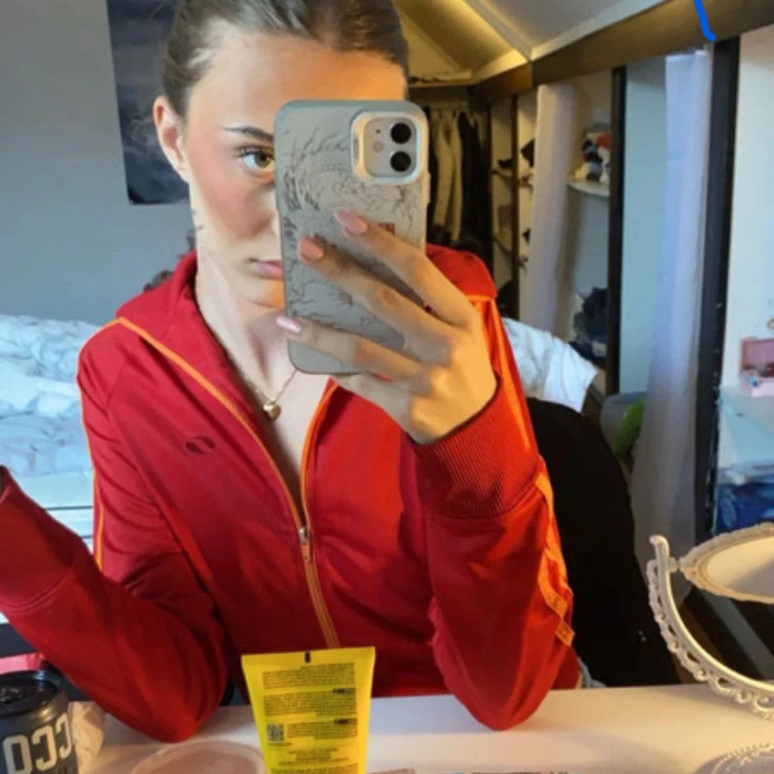 Röd/orange träningskofta - 90