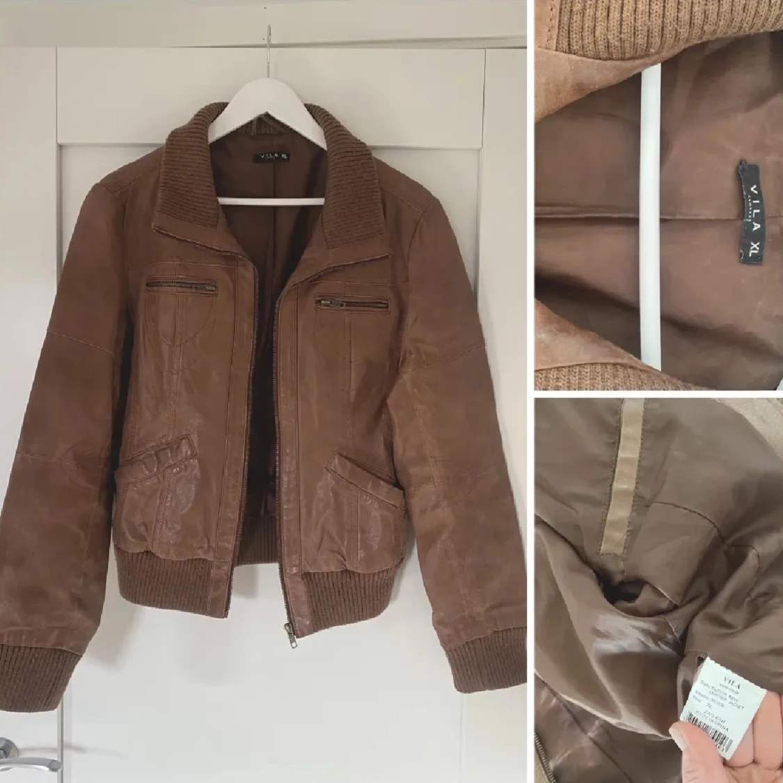 Brun läderjacka  - 90