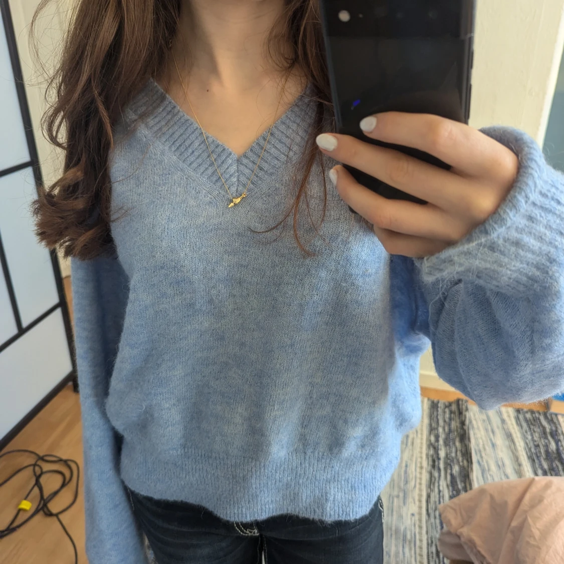 Ljusblå stickad tröja från Cubus - 90