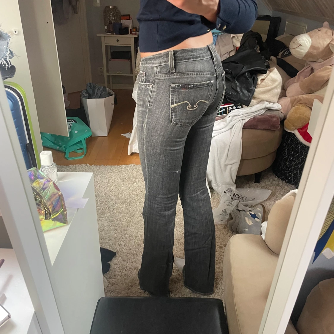 Grå bootcut jeans - 90