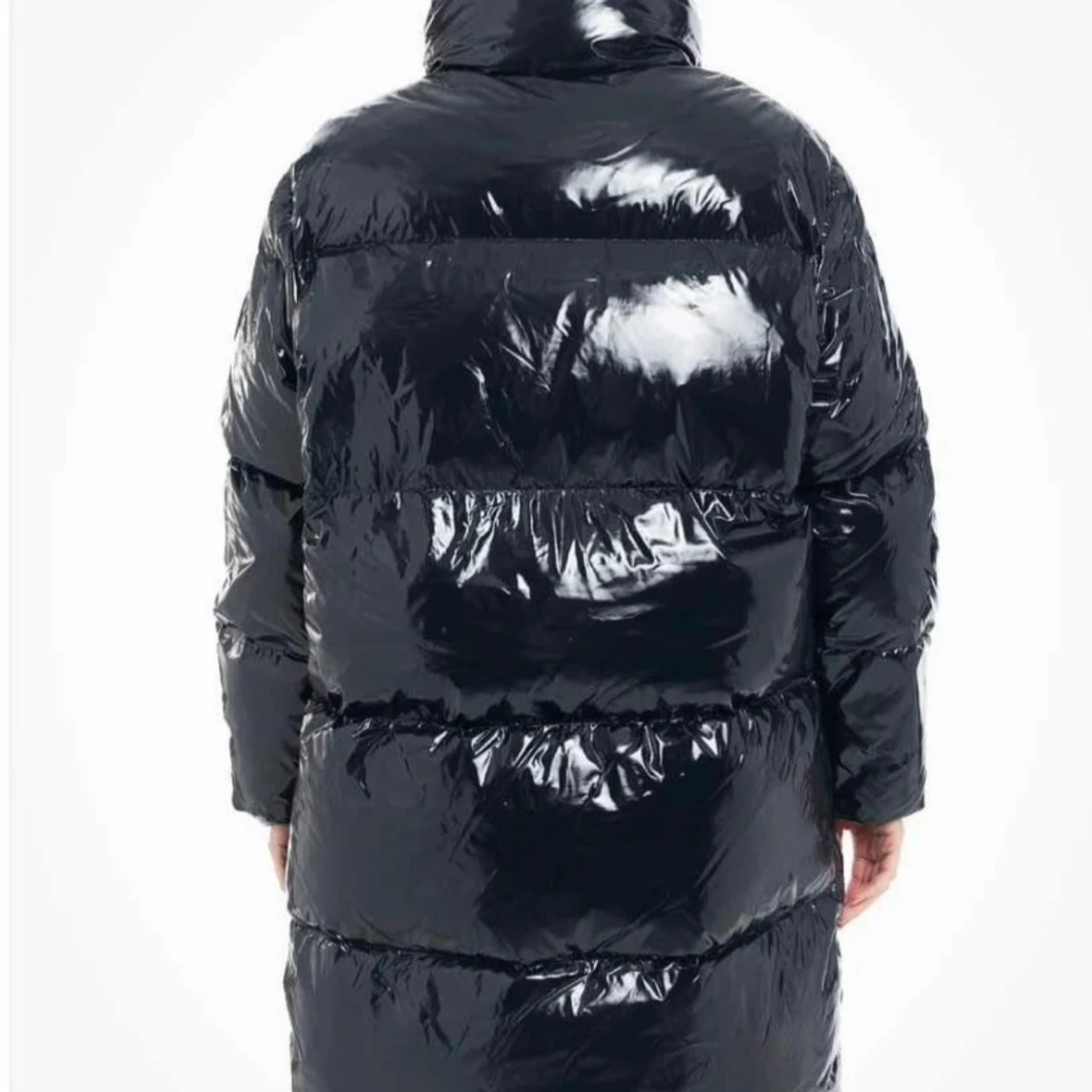 Mörk marinblå glansig pufferjacka - 90