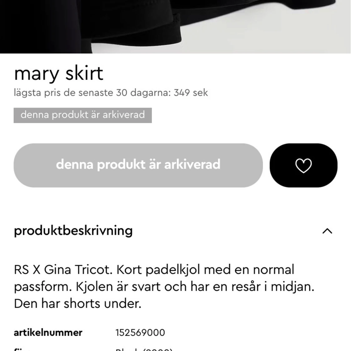 Svart padelkjol från Gina Tricot - 92