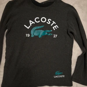 Militärgrön långärmad tröja från Lacoste - Snygg militärgrön långärmad tröja från Lacoste med det ikoniska krokodilmärket och årtalet 1927 tryckt på framsidan. Perfekt för en stilren och avslappnad look.