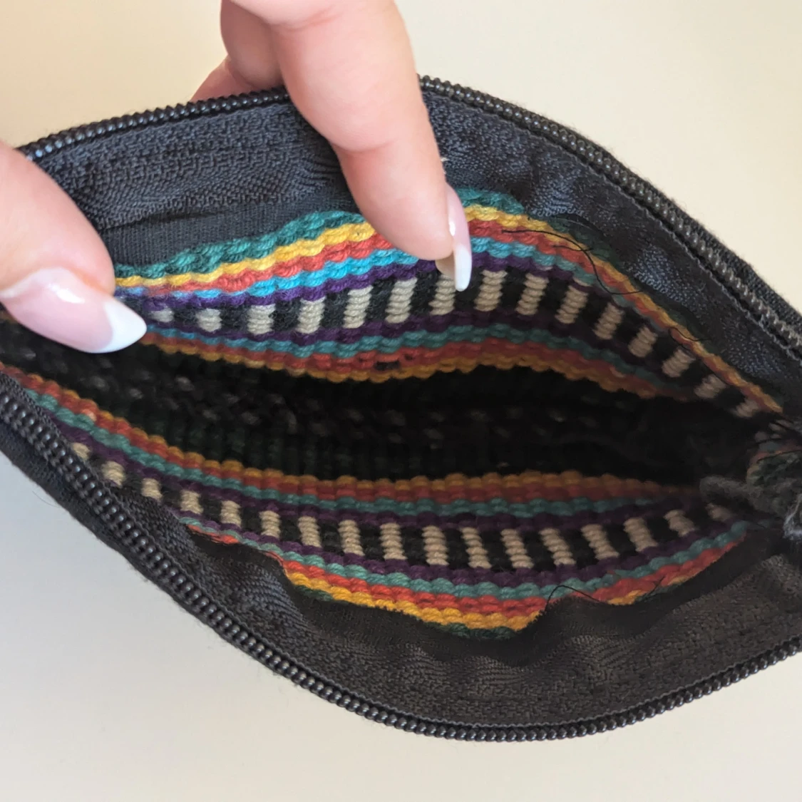 Färgglad randig plånbok med dragkedja - 91