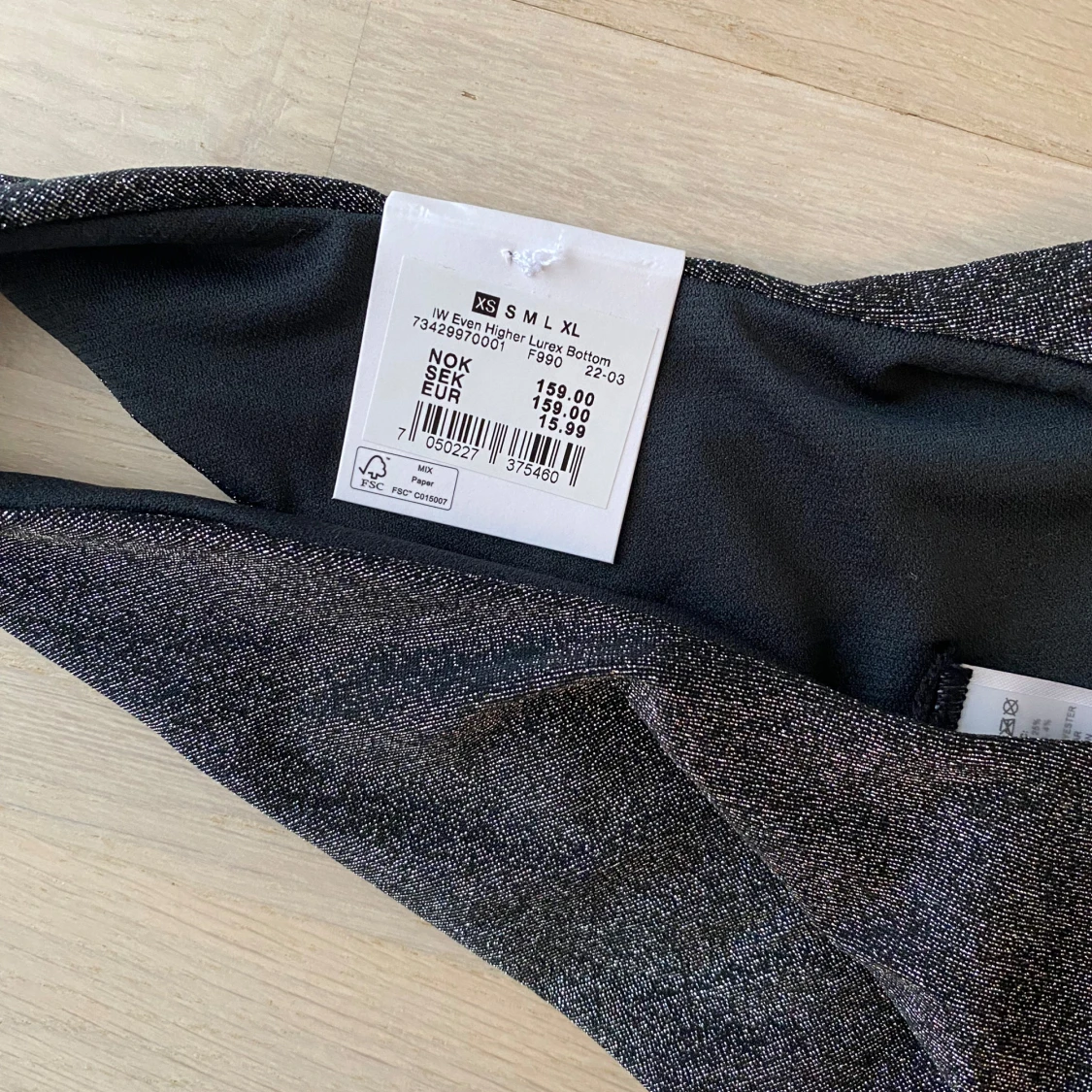 Svart glittrig bikiniunderdel - 90