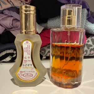 Al rehab soft & Choco musk  - Al rehab soft 35 ml, tagit cirka 1-2 ml. Choco musk 50 ml, mängd enligt bild. Paketpris 200kr för båda 
