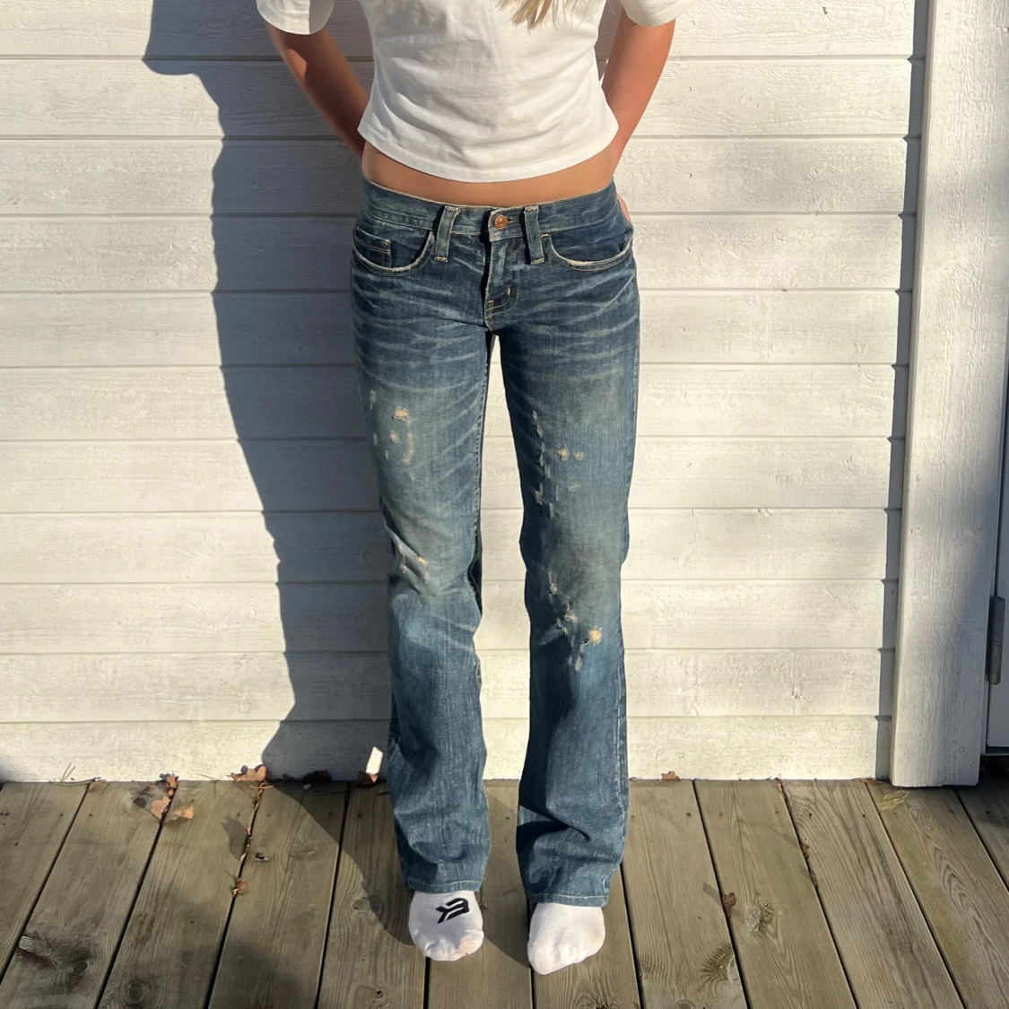 Blå bootcut jeans - 1