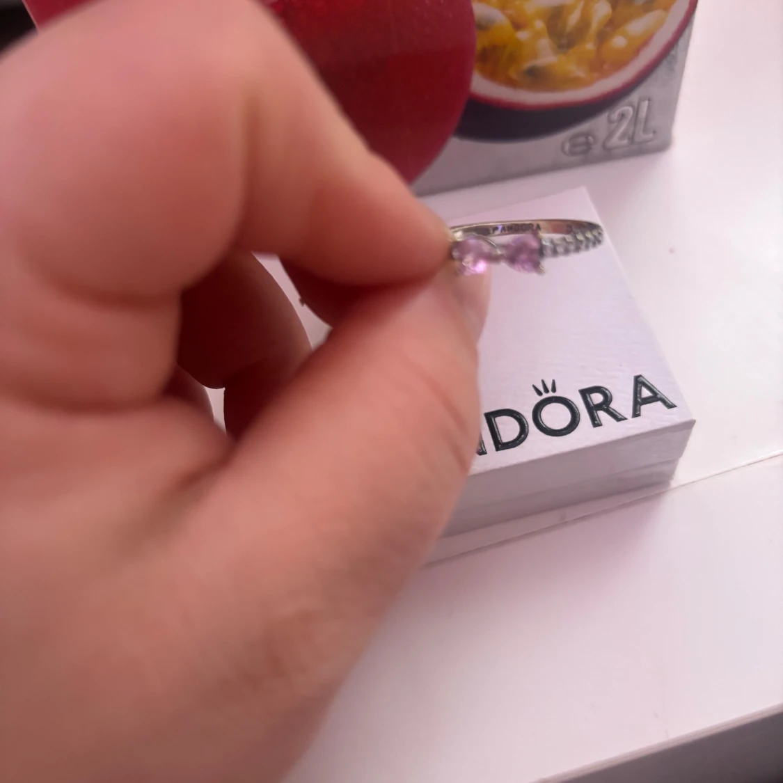 Silverring med rosa stenar från Pandora - 1