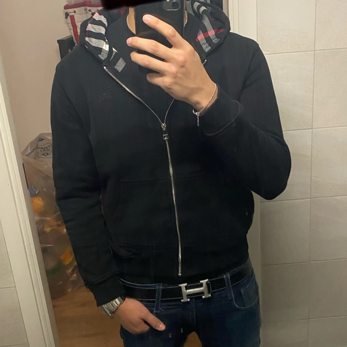Svart burberry hoodie 