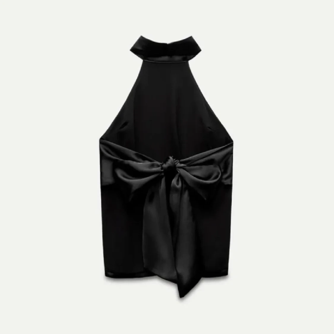 ZARA Svart halterneck topp med rosett - 1