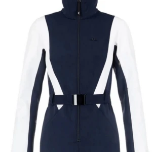 Svart och vit jacka med bälte - Märket J.Lindeberg. Snygg svart och vit jumpsuit, med bälte i midjan. Jackan har en dragkedja framtill och långa ärmar. Perfekt för en stilren look.