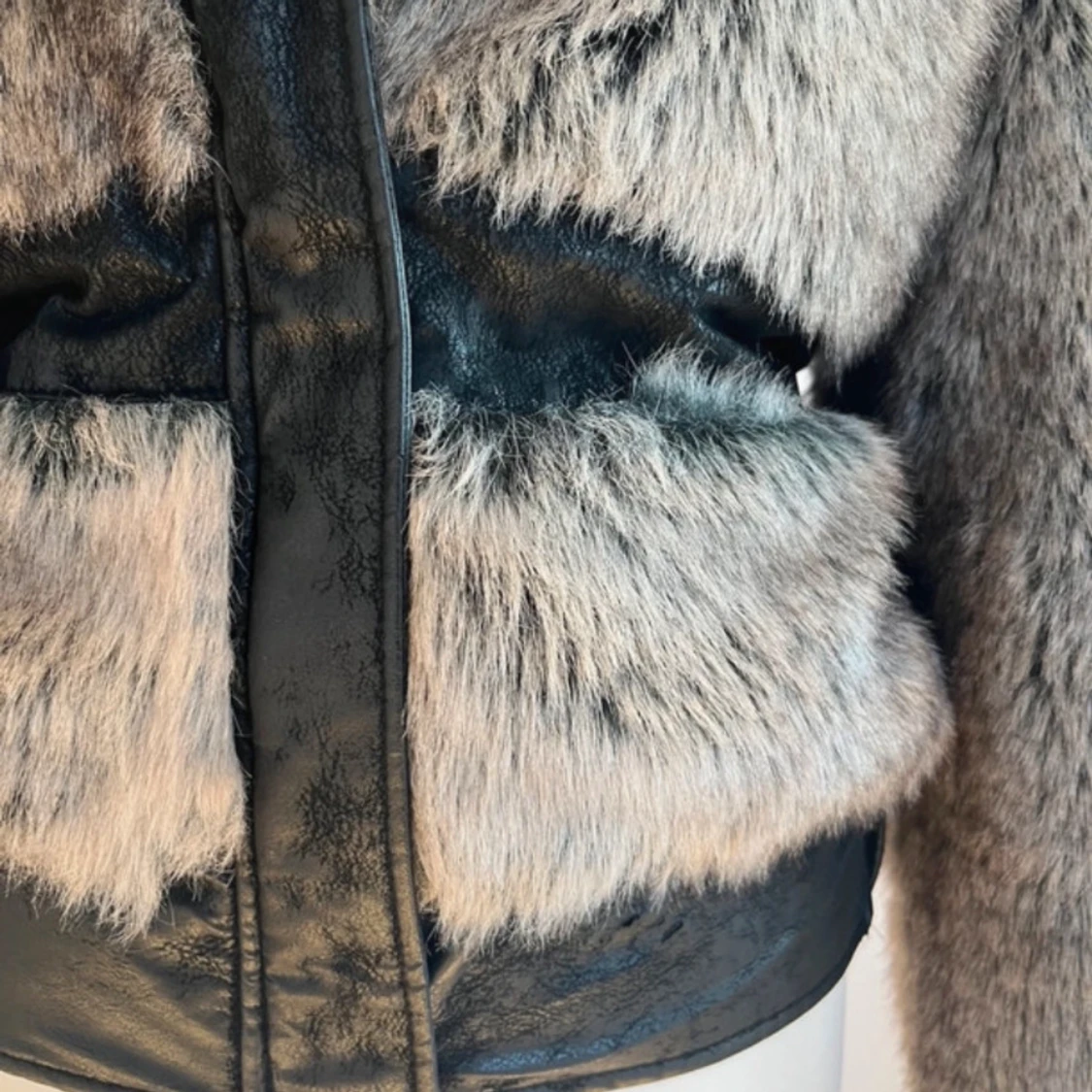 päls läder jacka - 90