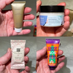 Nya! Hårvårdsprodukter rituals, aussie mm - Nytt! Paket med hårvårdsprodukter och kroppstvål. Innehåller Rituals Elixir Collection keratin recovery hair mask, Brave New Hair Reboot mask concentrate, Aussie SOS Repair treatment shot och Rituals The Ritual of Sakura shampoo & body bar med doft av körsbärsblomma och rismjölk.