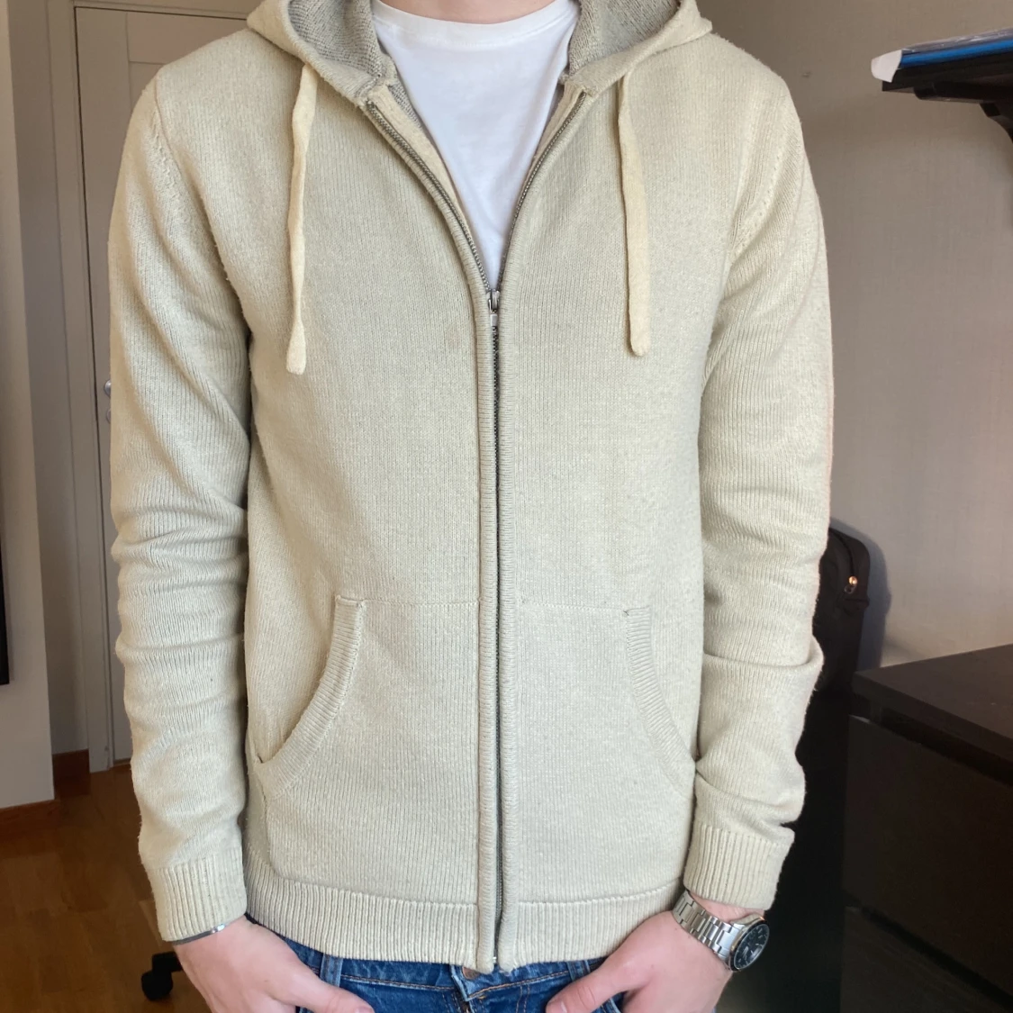 Stickad hoodie