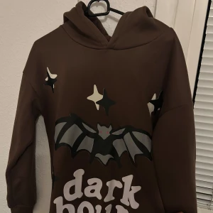 Brun hoodie med fladdermusmotiv - Säljer en brun hoodie från Broken Planet med ett coolt fladdermusmotiv och texten 'dark hour' på framsidan. Baksidan har texten 'Broken Planet friends & family'. Perfekt för en avslappnad stil. Använts några gånger. Storlek S. Dm för fler bilder och pris kan även diskuteras.