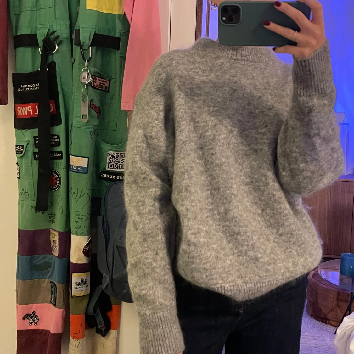 Grå mohair/ulltröja från H&M - 92