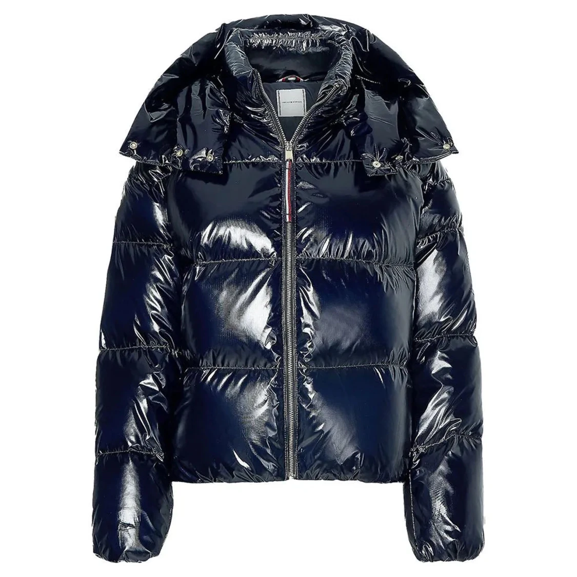 Svart glansig pufferjacka