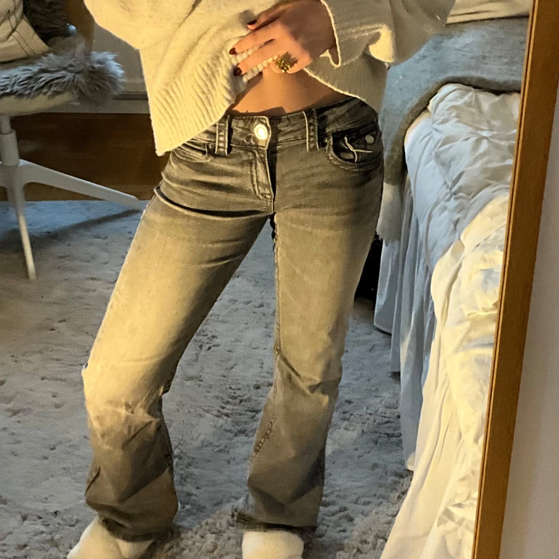 Grå bootcut jeans - 1