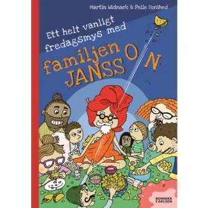 Ett extra skruvat fredagsmys med Sveriges knäppaste familj!När Martin Widmark, författaren till LasseMajas detektivbyrå, skriver om familjen Jansson – där barn och vuxna har bytt roller med varandra – kan allting hända.Familjerna Jansson och Yolmaz ska ha fredagsmys. I vanlig ordning är det barnen som axlar föräldrarollen medan deras knasiga föräldrar vänder upp och ner på huset. Plötsligt dyker den underliga mannen Baba Roine upp utanför dörren, barfota och med en handduk på huvudet. Han har kommit för att samla in pengar till sitt hem för föräldralösa apor. Men det är något som inte stämmer med Roine. Medan föräldrarna vill sälja allt de äger för att hjälpa de stackars aporna börjar barnen fundera över vem han egentligen är …Den femte fristående delen om familjen Jansson bjuder på rolig igenkänning för hela familjen. Allt fångat i Pelle Forsheds finurliga bilder i färg.    Format Inbunden   Omfång 128 sidor   Språk Svenska   Förlag Bonnier Carlsen   Utgivningsdatum 2023-06-20   Medverkande Pelle Forshed   Medverkande Lena Thunell   ISBN 9789179790554  