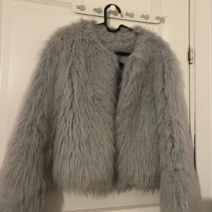 Grå pälsjacka från Zara Basic - Säljer en supermjuk och fluffig grå pälsjacka från Zara Basic. Den är perfekt för att hålla sig varm och stilren under kyliga dagar. Jackan har långa ärmar och en snygg, enkel design som passar till alla outfits. Perfekt för höst och vinter!