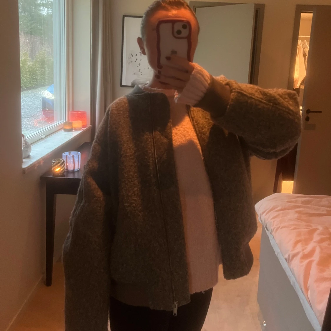 Grå bomberjacka - 90