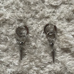 nit örhängen  - Snygga silverfärgade örhängen med dubbla ringar och en cool spikdetalj som hänger ned. 