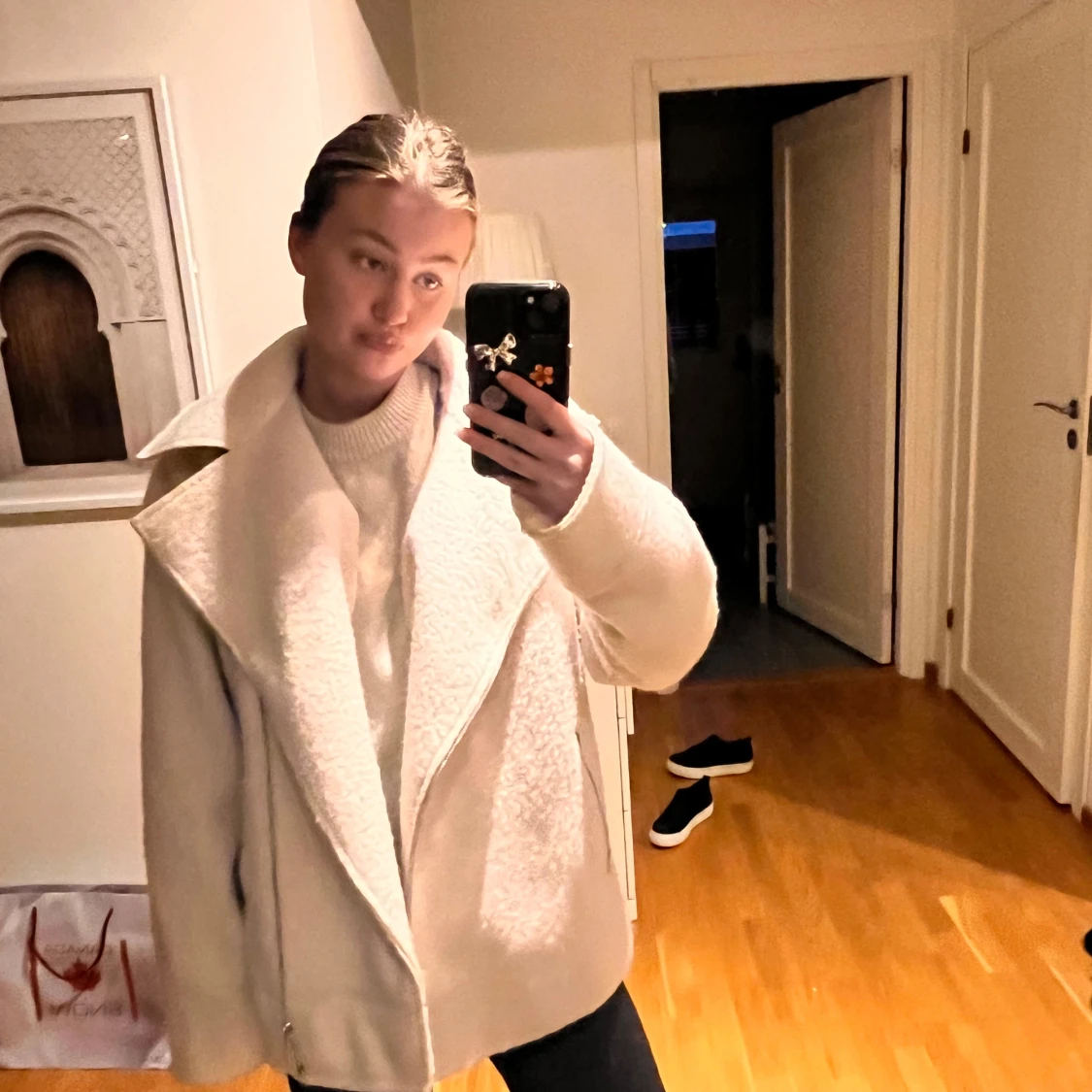 Vit ulljacka med dragkedja - 90