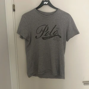 Grå Polo Ralph Lauren T-shirt - Schysst och unik T-shirt från Polo Ralph Lauren med snyggt tryck på bröstet. Strl M men lite liten i storlek. Skriv gärna vid frågor eller intresse!