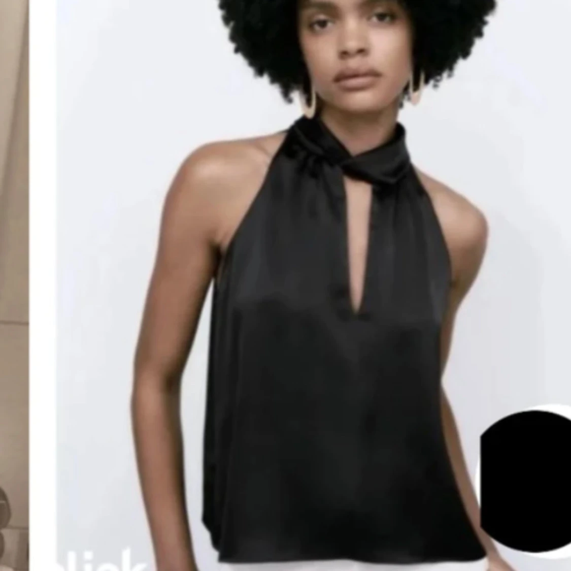 Svart satin topp - 91