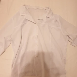 Skjorta - Vit skjorta med långa ärmar och knappar framtill. Den har en klassisk krage och en rak passform. Säljs för 50
