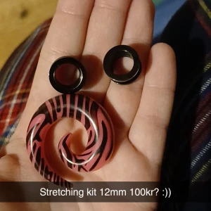 Piercing kit - Precis vad du behöver för att töja öronen till 12mm! 1 spiral och två tunnlar med skruv gängning