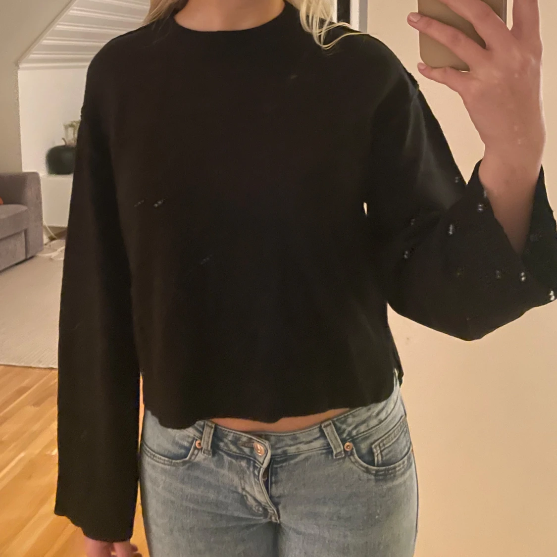 Svart stickad tröja från H&M - 1