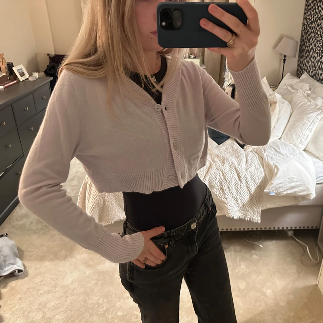 Ljuslila COS cashmere croppad kofta - 90