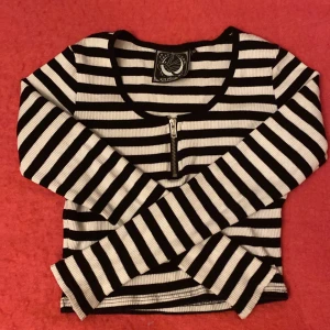 Svartvit randig tröja från Killstar - Säljer en svartvit randig tröja från Killstar med dragkedja framtill. Tröjan är ribbad och har långa ärmar. Köpt från Bluefox men endast använd 1-2 gånger:33 Priset går att diskutera och jag möts gärna upp i Stockholm:33