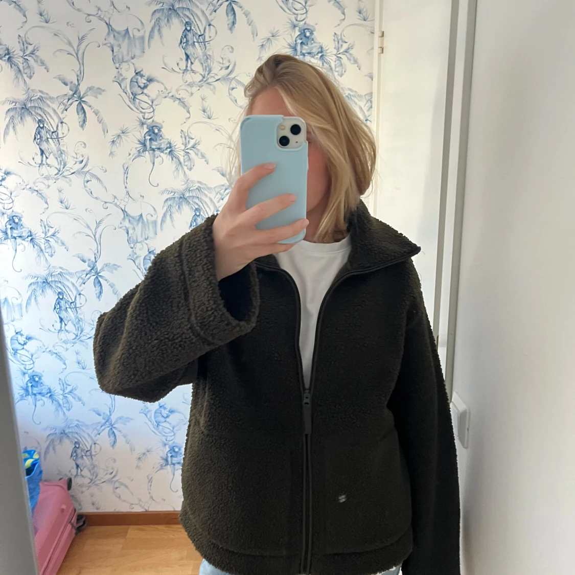 Mörkgrön teddyjacka