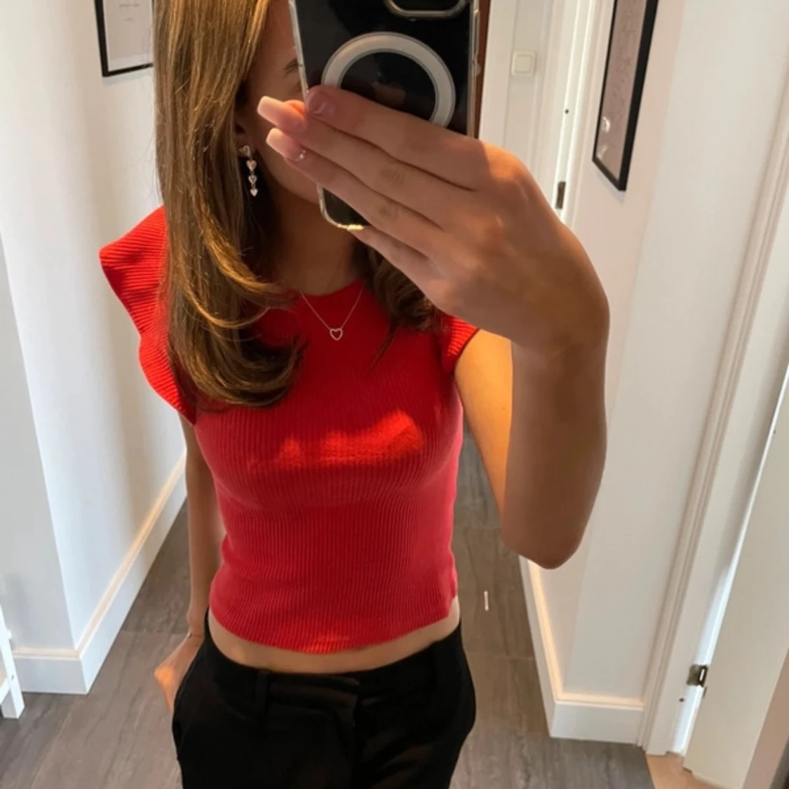 Röd ribbad topp