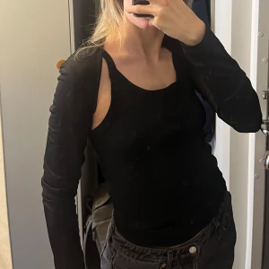 Svart långärmad bolero - Svart bolero från Weekday, använd ca 3 gånger så den är i fint skick. Sista bilden är en likande bolero från Aimn (då jag inte hittade någon bild på Weekday)